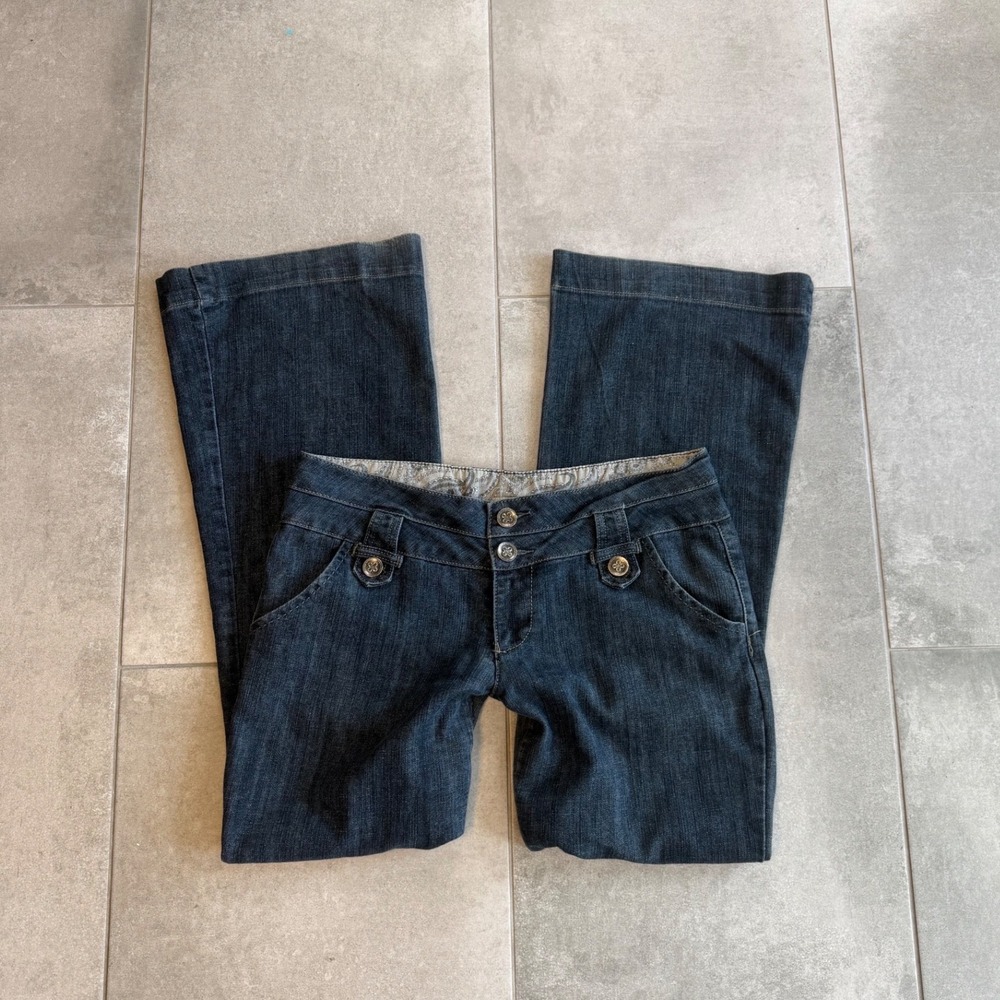 Boom Boom Jeans Y2K Women 13 Dark Wash Low Rise Bootcut Stretch Denim  31" Waist